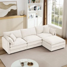 Modular Sectional Sofa, 105 Inch L Shaped Couch Set for Living Room, Beige