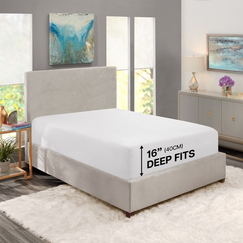 Fitted sheet Full Size 16” Deep Pocket Easy Care Breathable Elastic Bed Sheets - Picture 17 of 92