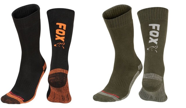 Fox Collection Calcetines Negro Naranja o Verde Plata Thermolite Largo 40-43 44-47