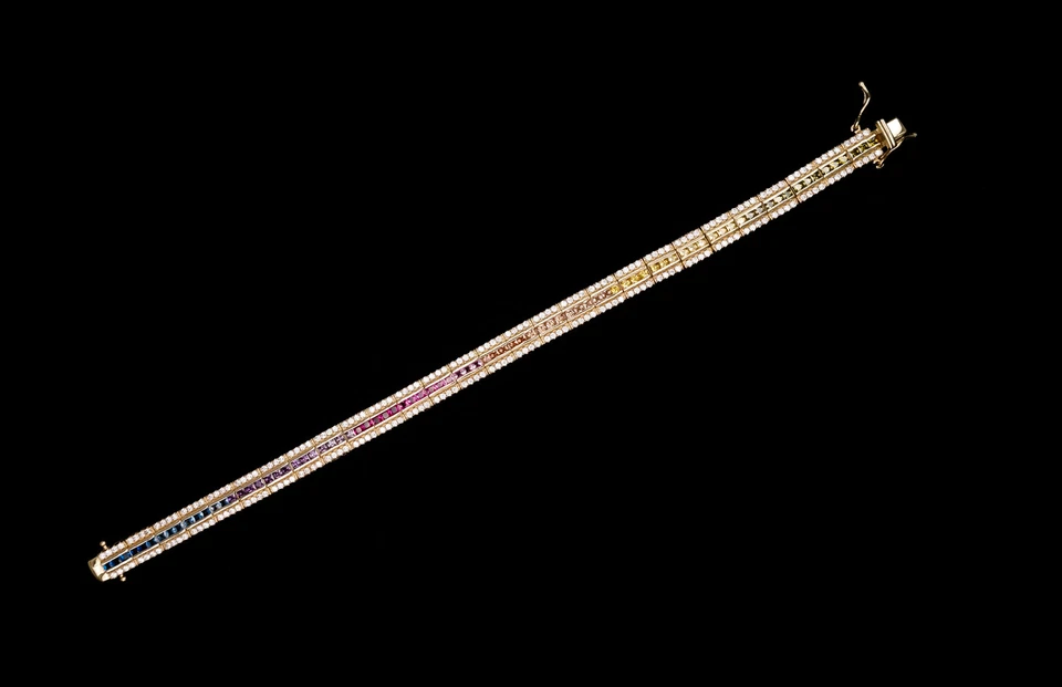 Теннисный радужный браслет 12tcw Princess с несколькими драгоценными камнями серебро 925 пробы 6,5 мм - Изображение 3 из 4