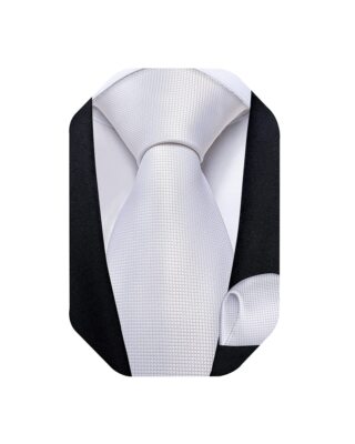 Mens Solid Color Tie and Pocket Square Set Woven Silk Plain Necktie & Handker...