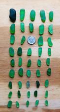 Lot of 44 PERFECT EMERALD GREEN Surf-Tumbled Genuine SEA Beach Glass COLUMNS