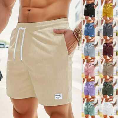Bermuda Shorts Herren Kordelzug Stoffhose Cord Kurze Hose Sportshorts Joggerhose