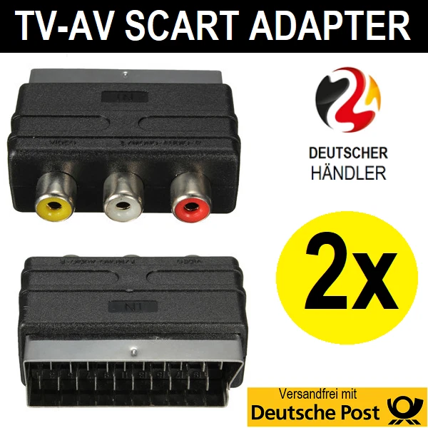 MARKENLOS 2x Scart Adapter TV AV Adapter 3 RCA Chinch Audio Video PS1/2/3 Xbox360 Nintendo