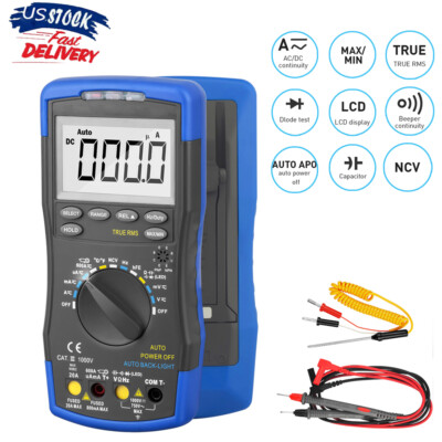 Digital Multimeter Auto Range DC AC 1000V TrueRMS Resistance Capacity 1000  9MHz