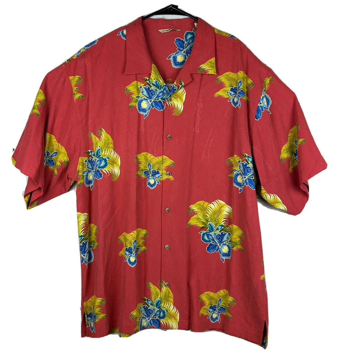 Tommy Bahama Men’s XL Hawaiian Camp Short Sleeve Shirt 100% Silk Pink Floral