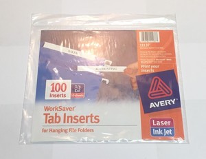 Avery WorkSaver Tab Inserts 3.5 Inches White, 100 Inserts 11137 Hanging ...