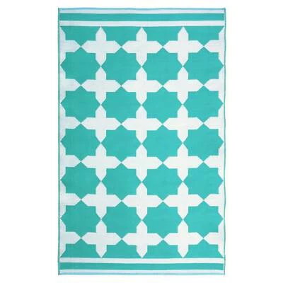 Outdoor Recycled Plastic Rug Teal Camping Deck 150x240cm