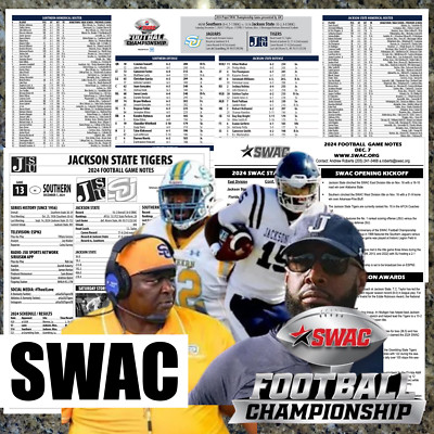 2024 Jackson State vs Southern SWAC - Game Flipcard & Program DEC 7 Football