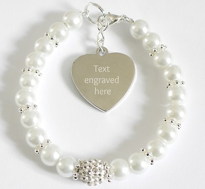 Bride Fiancee Bride to Be Wedding Bracelet Personalised Engraved Charm Gift