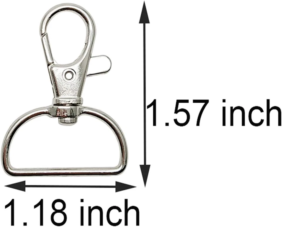 Swivel Clasp Snap Hooks Trigger Clips 1 Inch D Rings 1 Inch, Nickel - Image 3 of 4