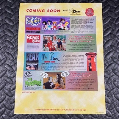 DART FLIPCARDS 1997 PROMO SHEET  SAILOR MOON GILLIGAN'S ISLAND MUNSTERS MR. BEAN