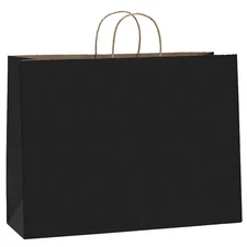16x6x12 Inches 50Pcs Black Kraft Paper Bags with Handles Bulk, Large Gift Bag...