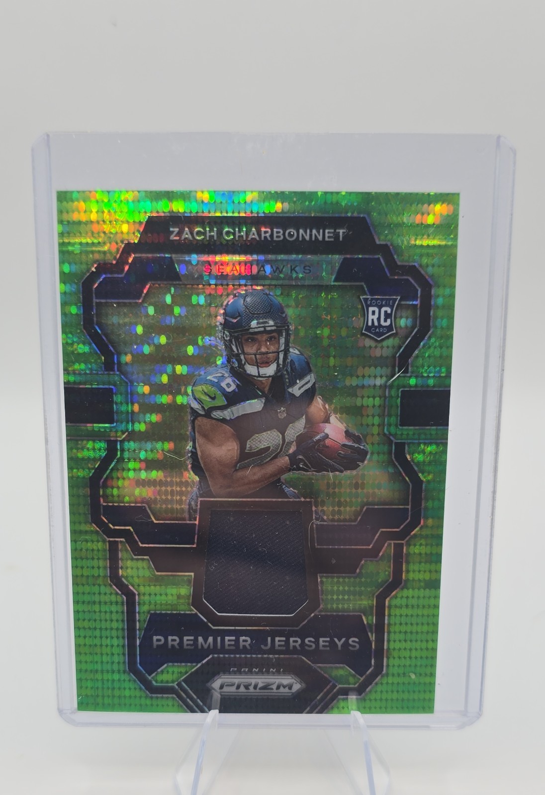 2023 Panini Prizm - Premier Jerseys Zach Charbonnet #PJ-ZC Neon Green Pulsar...