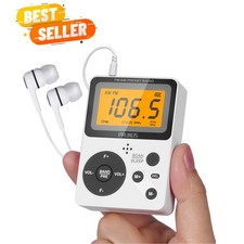 Portable Battery-Operated AM FM Radio with Stereo Earphone  Lock Key Feature