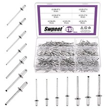 Swpeet Kit de 410 rivets aveugles en aluminium de 6,35 mm, 5/16", 3/8", 1/2",...