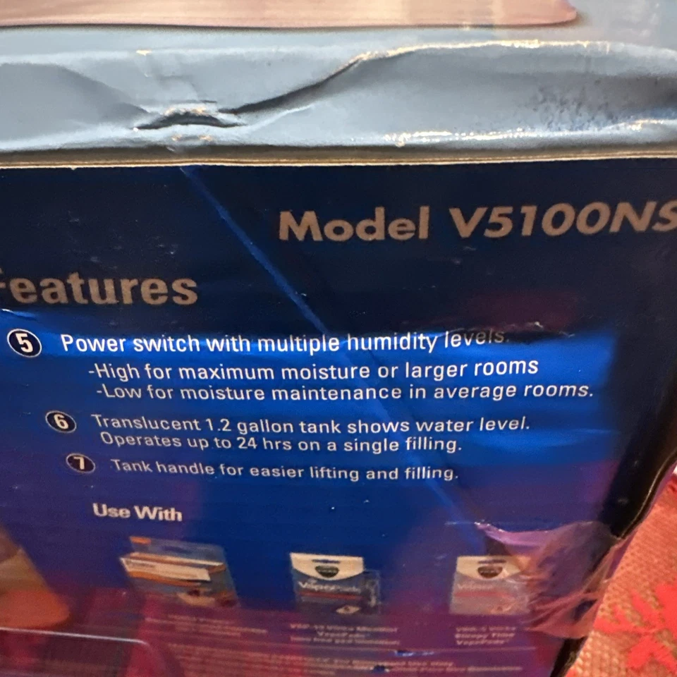Humidificador Vicks UltraQuiet Cool Mist 1.2Gal Med/Lg Habitación Hasta 24 horas V5100NS Nuevo Foto 2 de 3