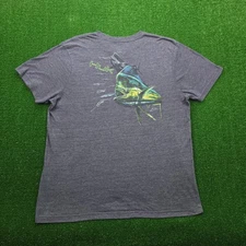 HUK Tshirt Mens XL Blue Fishing Short Sleeve Performance Tee Mahi Mahi Graphic