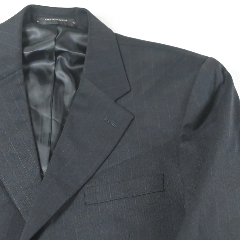 Henry Grethel 40S 34x26 Azul Marino Rayas Lana Hombres Chaqueta Pantalones Traje Foto 3 de 4