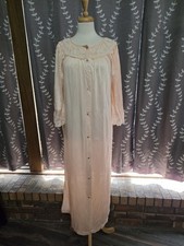 Vtg 70s Gilead Full Length Satin  Lace Nightgown Light Pink Size Small Oversize