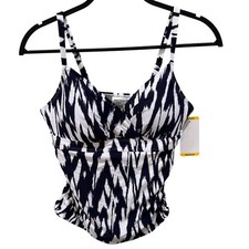 Anne Cole Womens Size M Limited Edition Navy Blue White Tankini Top NWT