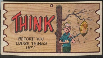 1959 Topps Wacky Plaks #7 Think Before You Louse Things Up!
