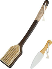Shower Back Scrubber with Curved Long Handle Medium-Hard Natural Boar Bristles B