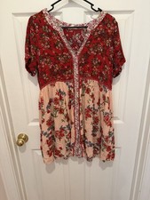 ODDI Women s Medium Floral Babydoll Tunic Dre...