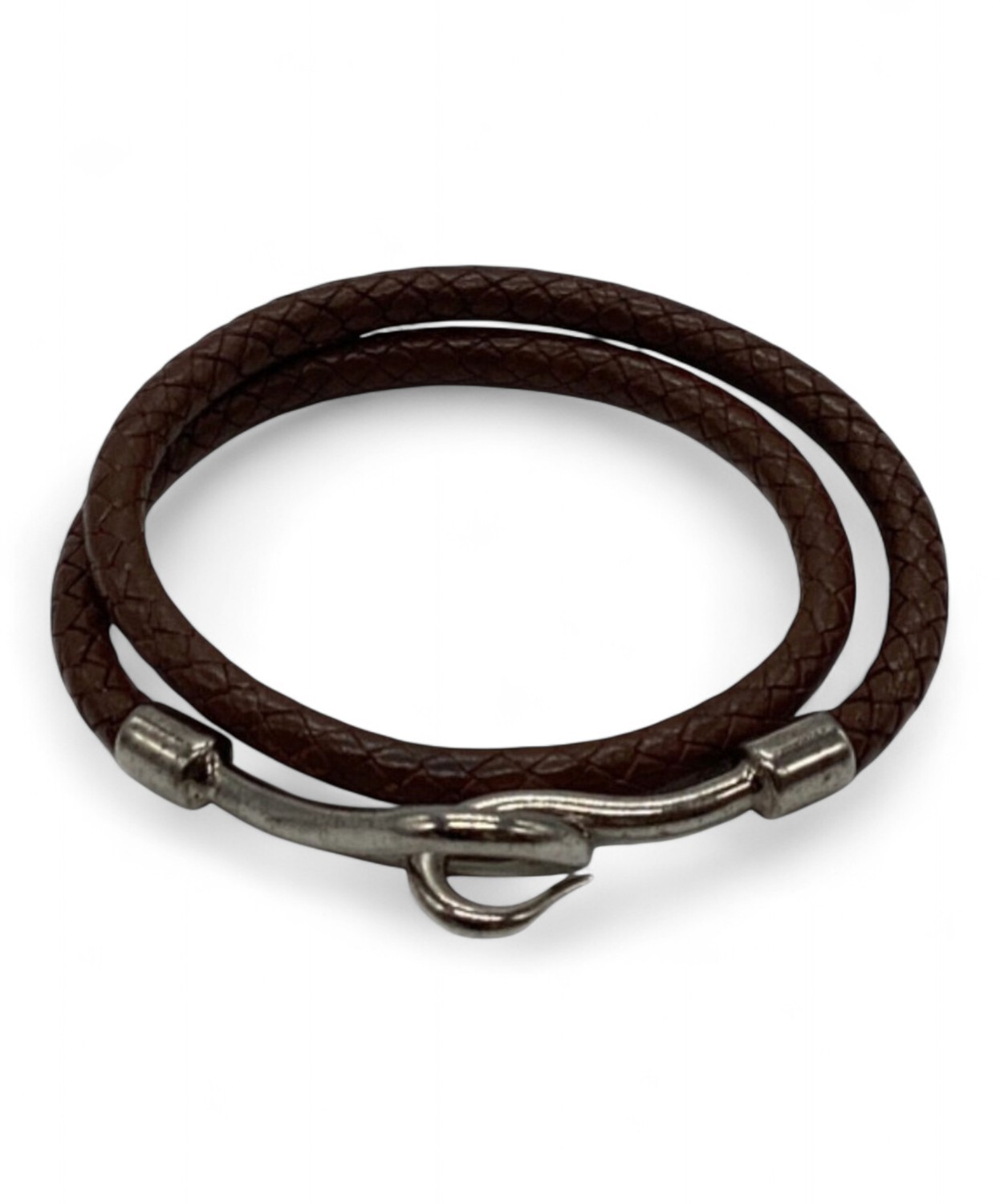 HERMES Double Jumbo Hook Bracelet Choker Chain 6897 Authentic Gold