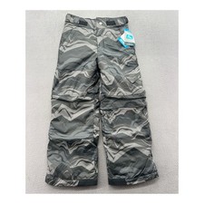 Columbia Waterproof Snow Pants Boys Sz 8 Grey Camo Outgrown System Ski Trousers
