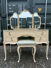 French style dressing table with triple by mirror  stool not included