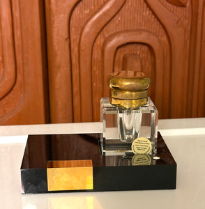 Vintage Montblanc Lead Crystal Inkwell And Black Base Made in West Germany
