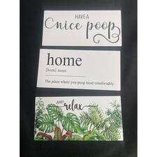 Set of 3 Decorative Signs Bathroom Humor Home Decor Wall Art