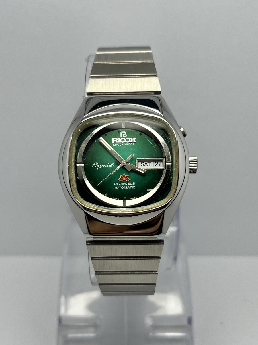 Vintage Ricoh Crystal Automatic Day/Date Japanese Men wrist Watch