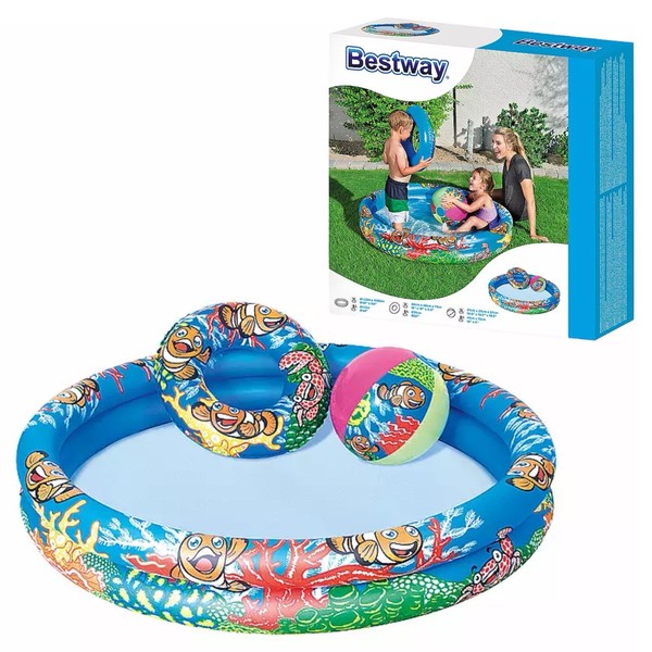 Bestway Planschbecken Wasserspielzeug Nemo Kinderpool + Schwimmring Wasserball-image