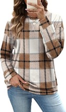 Women's Crew Neck Sweatshirt Loose Pullover Long Sleeve Shirts Soft Tops