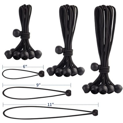 30 Pcs Ball Bungee Cords 6 9 11 Inch Black Heavy Duty Tie Down Set