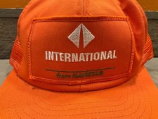 VTG International Navistar Patch Mesh Snapback Trucker Orange Hat Cap USA 80s