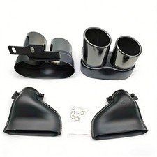 2x Endrohr Auspuffblenden Schwarz Edelstahl für AUDI A6 C8 A7 C8 S-Line ab 2018