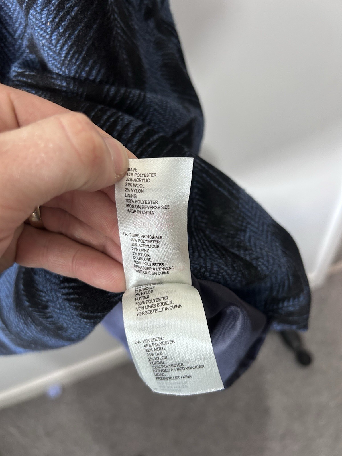 White Stuff black/blue feather patterned wool mix… - image 4