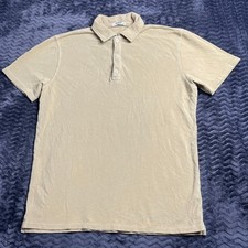 Buck Mason Mens Cotton Pique Polo Shirt Beige Tan Small Made in USA