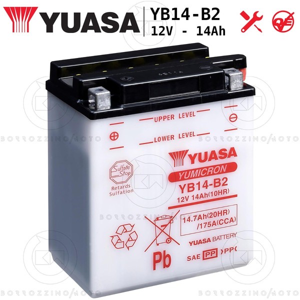 Yuasa YB14-B2 12V 14Ah Batterie FüR Honda XRV 650 Africa Twin 1988-1989-image