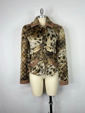 Vtg Roberto Cavalli Just Cavalli Leopard Print Jacket 46 XL