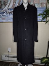 Vintage Chaps Men's Black Wool Blend Dress Overcoat