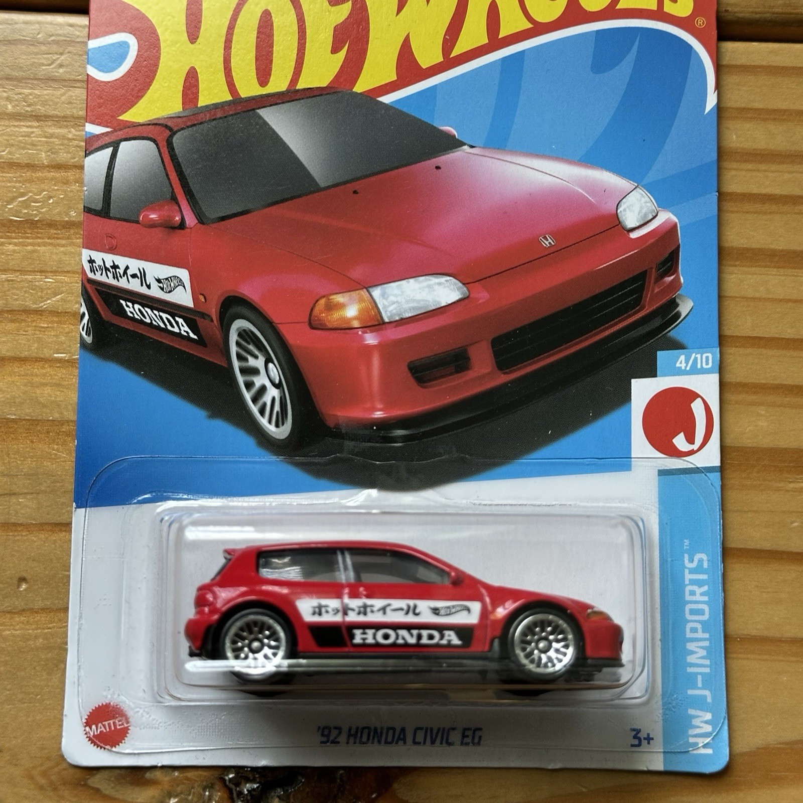 Hot Wheels '92 Honda Civic EG Red HW J-Imports 4/10 Mainline 95/250 New