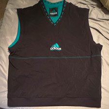 adidas EQT Mens XL Black/Green V-Neck Pullove...