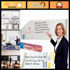 17.3"x157.5" Dry Erase White Board Paper Roll - No Glue Static Cling Wall Sticke