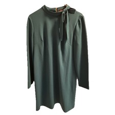 Women's Andrew Marc Size 12 Teal Blue Long Sleeve Dress Back Zipper