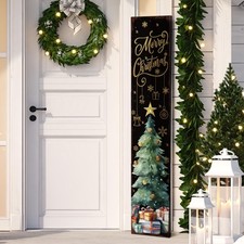 42 H Christmas Wooden Porch Decor Sign Merry Christmas Tree Welcome Porch Sig...