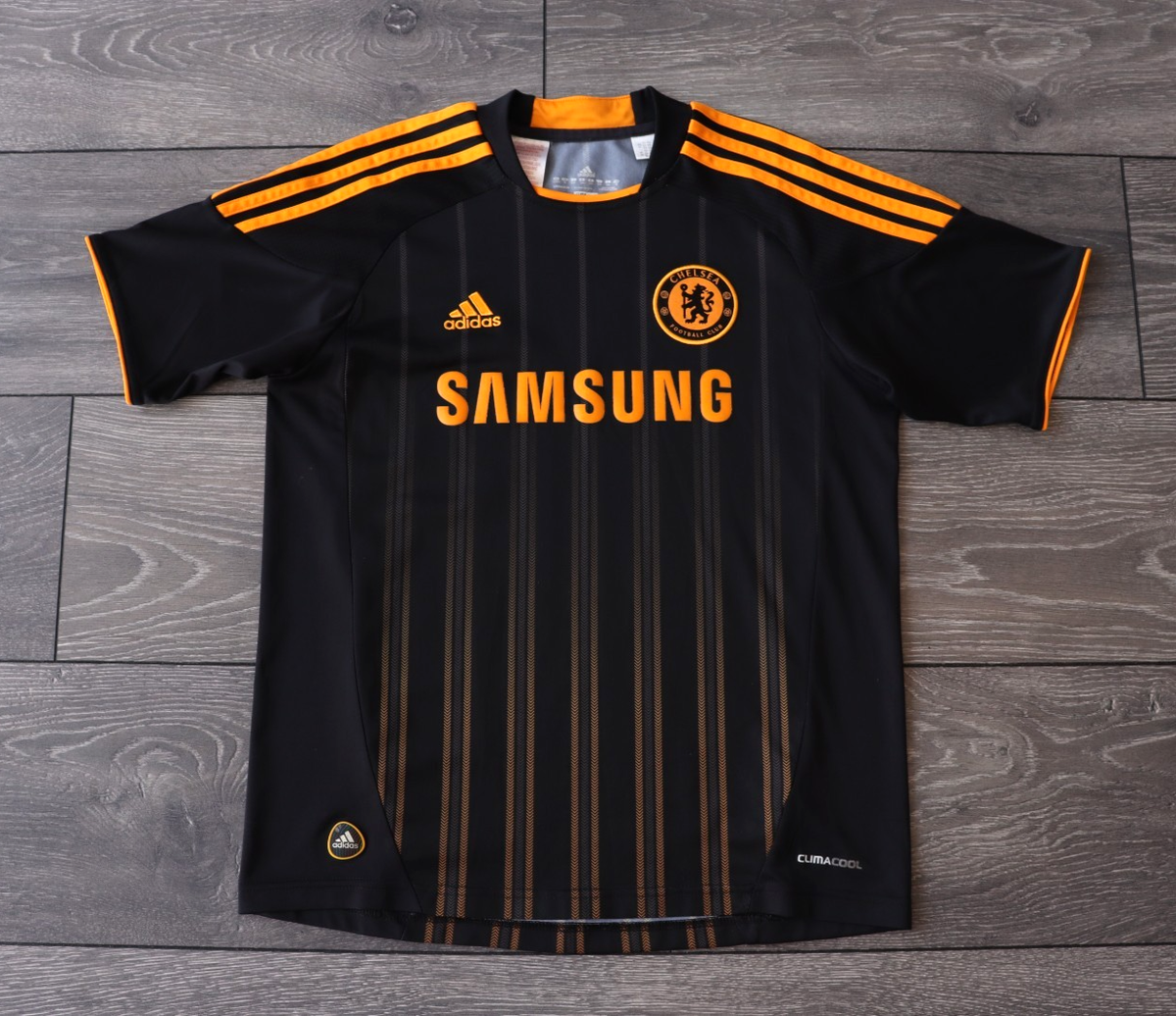KIDS BOYS 11-12Y 2010-2011 FC CHELSEA LONDON BLACK AWAY FOOTBALL